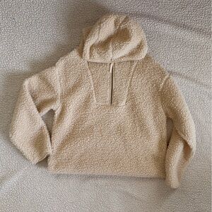 H&M Cream Teddy Half-Zip Hoodie Jacket